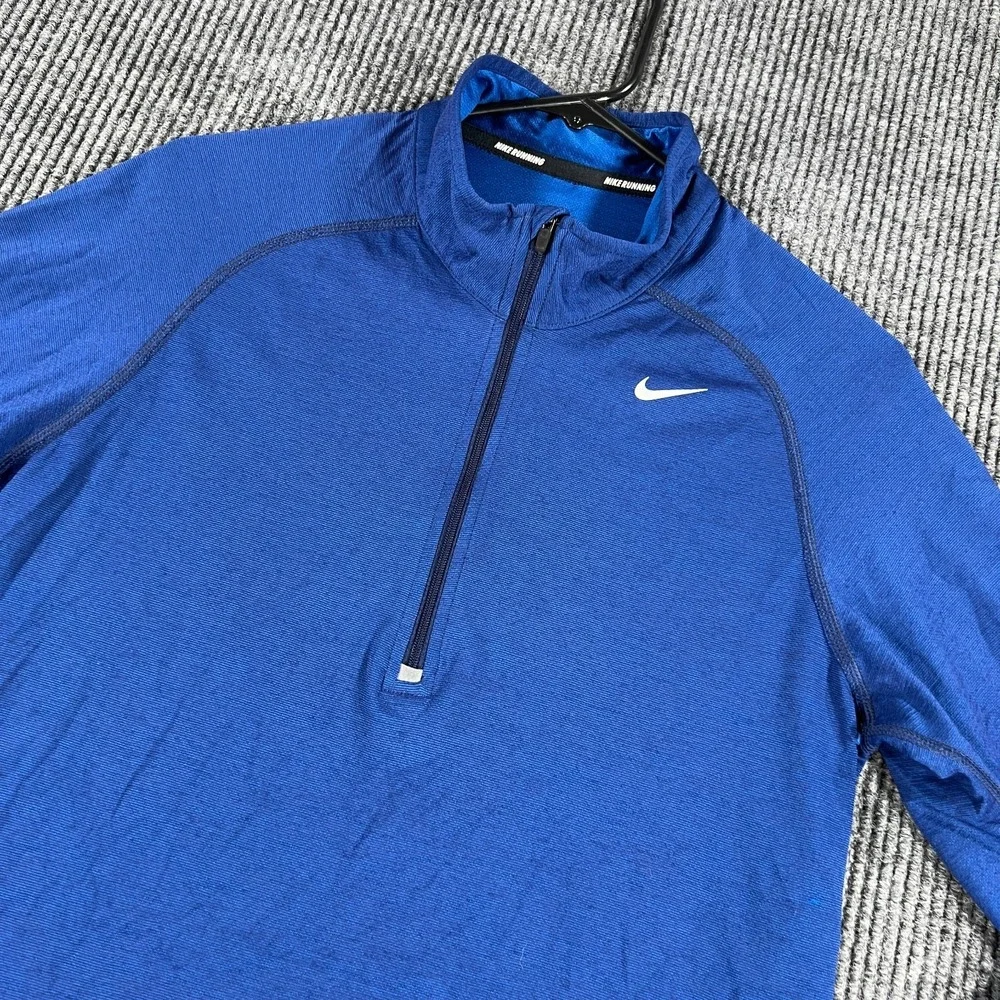 Nike Pullover Wool Shirt Mens Small Blue‎ Long Sleeve 1/4 Zip Running Workout